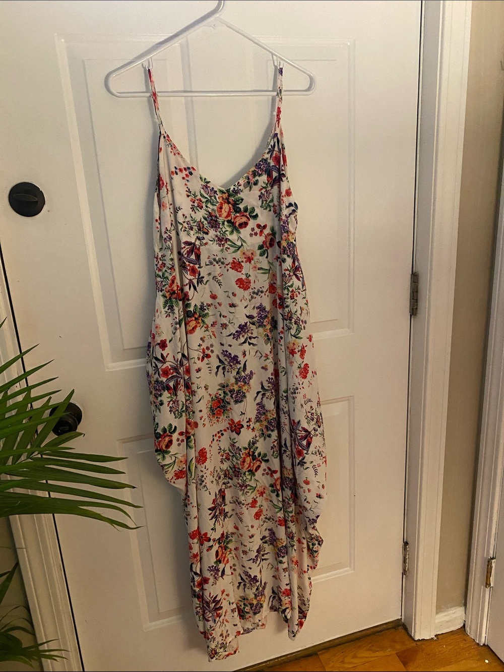Zanzea Ivory Maxi Dress with Multicolor Floral Print